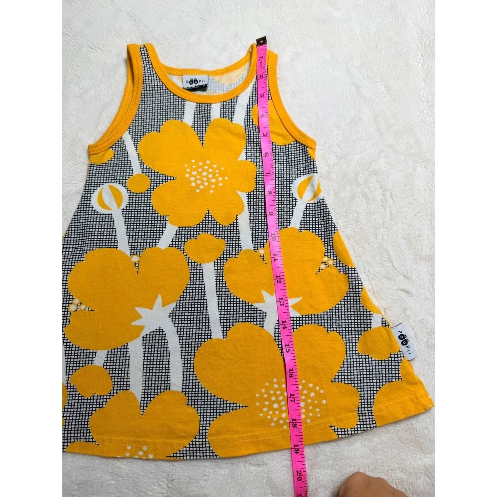 PaaPii Scandi-style Organic Cotton Floral Tank Dress Yellow Size 98/3Y